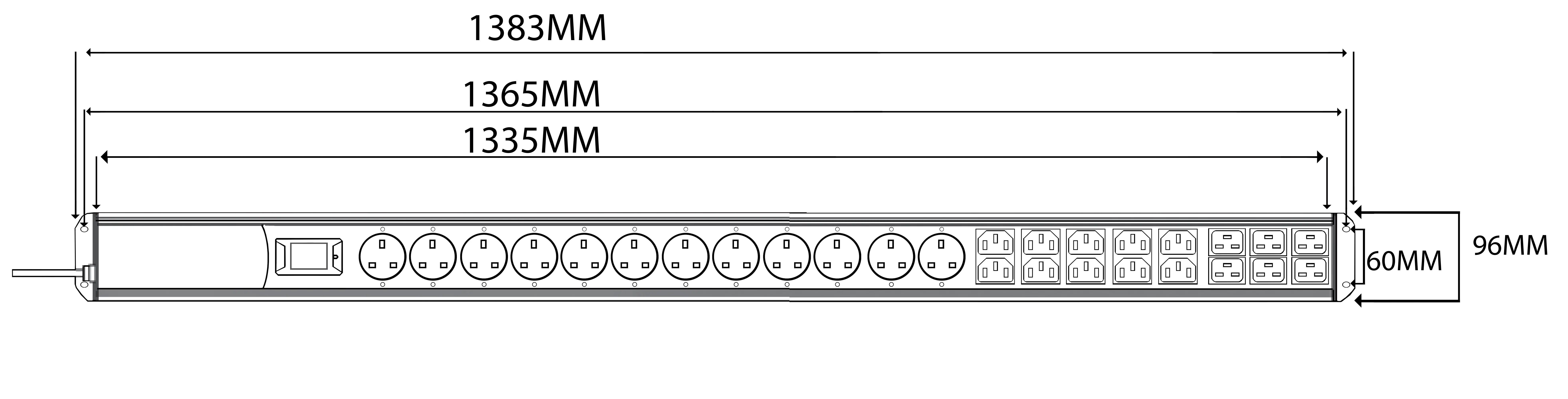 SCPV - TEMPEST Pluggable Filter -32A -PDU - 12UK - 10C13 - 6C19 dimensional data Silicon CPV - TEMPEST Pluggable Power Filter -32A -PDU - 12UK - 10C13 - 6C19 dimensional data