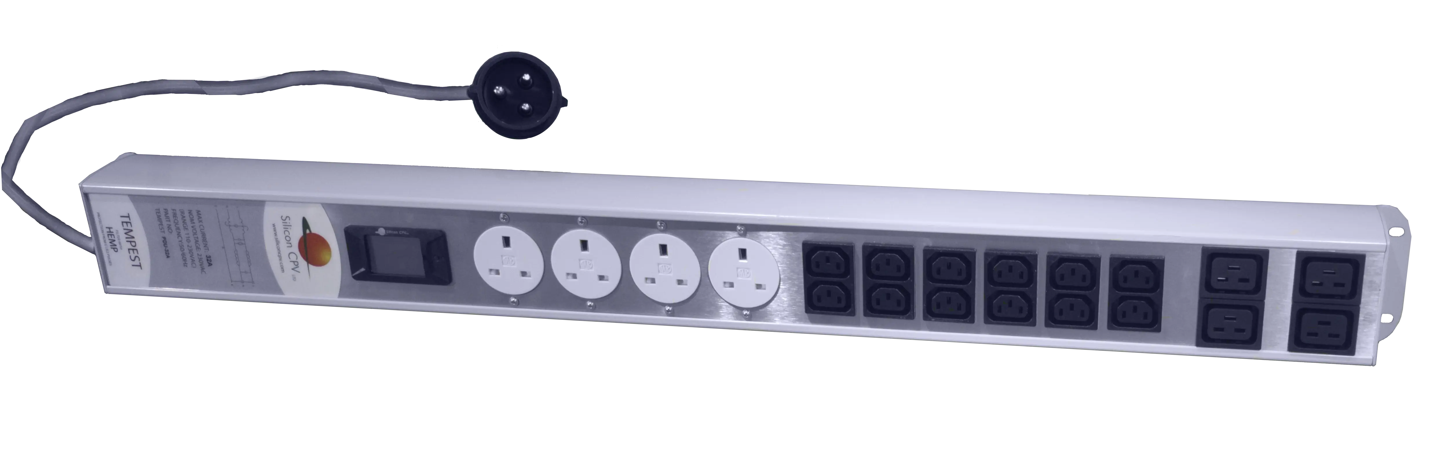 SCPV - TEMPEST Pluggable Power Filter -32A -PDU - 4 UK -12 C13 -4 C19 Silicon CPV - TEMPEST Pluggable Filter -32A -PDU - 4 UK -12 C13 -4 C19